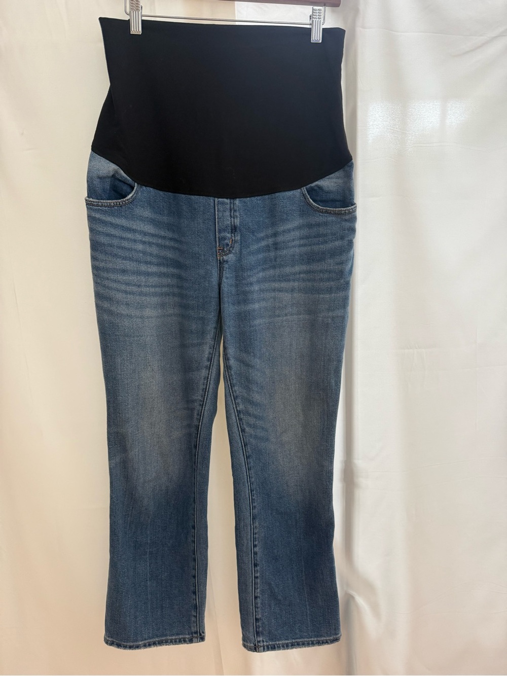 Maternity Denim Jeans with Black Over the Belly Panel